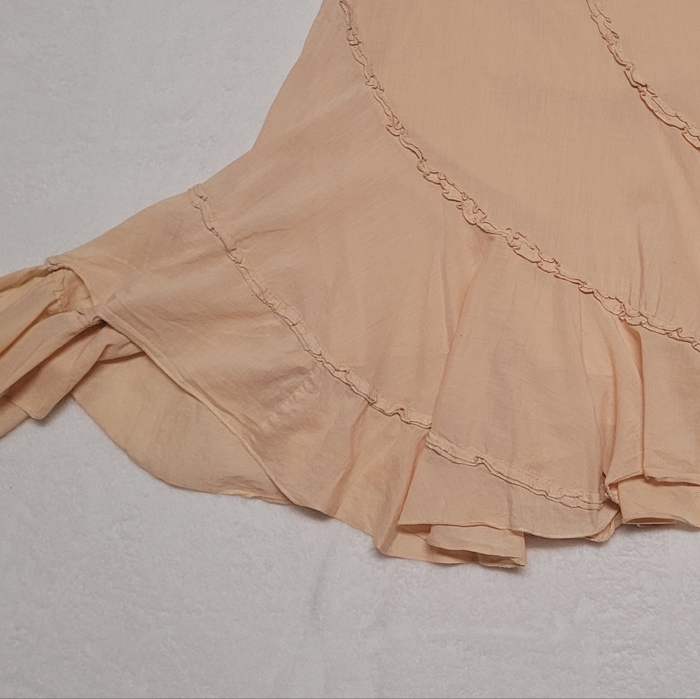 Charlotte Russe Vintage Cream Tiered Asymmetric Ruffle High Waisted Midi Skirt L - Picture 8 of 10